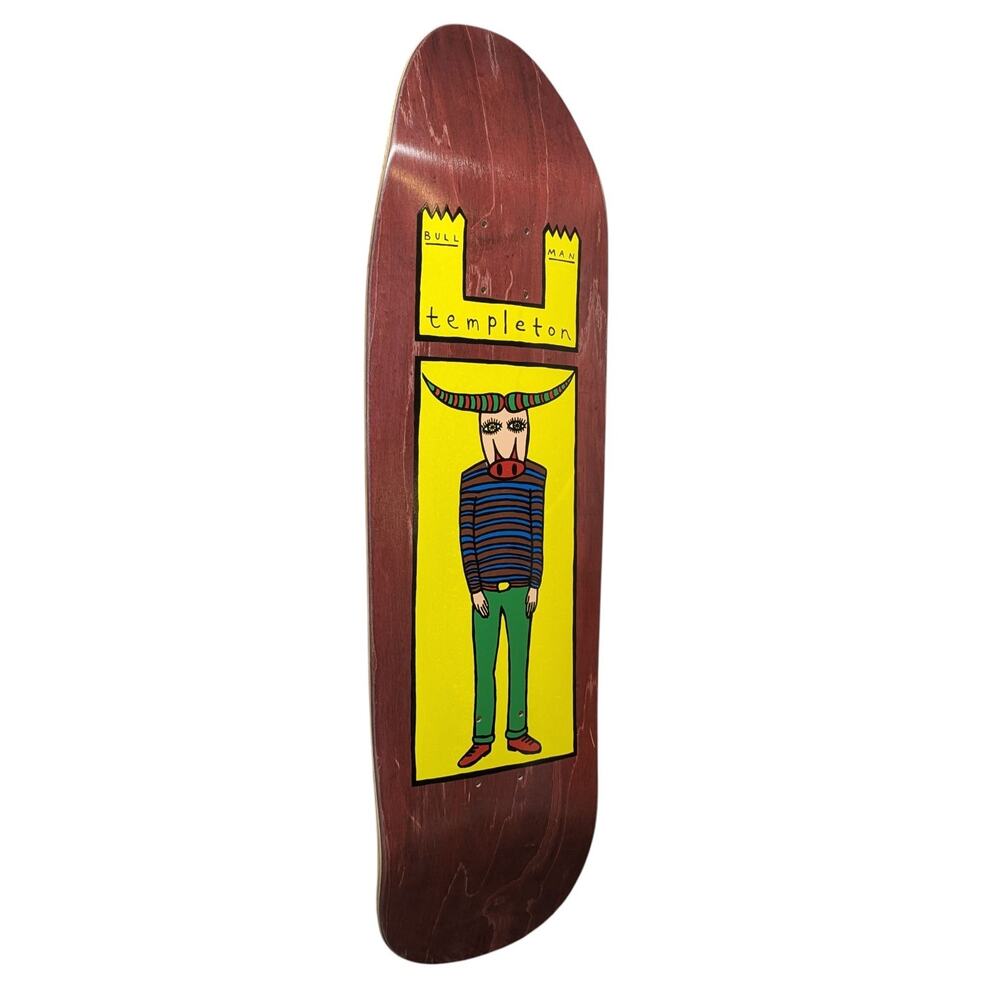 New Deal Ed Templeton Reissue 9.35" x 32" Red Skateboard Deck Bull Man